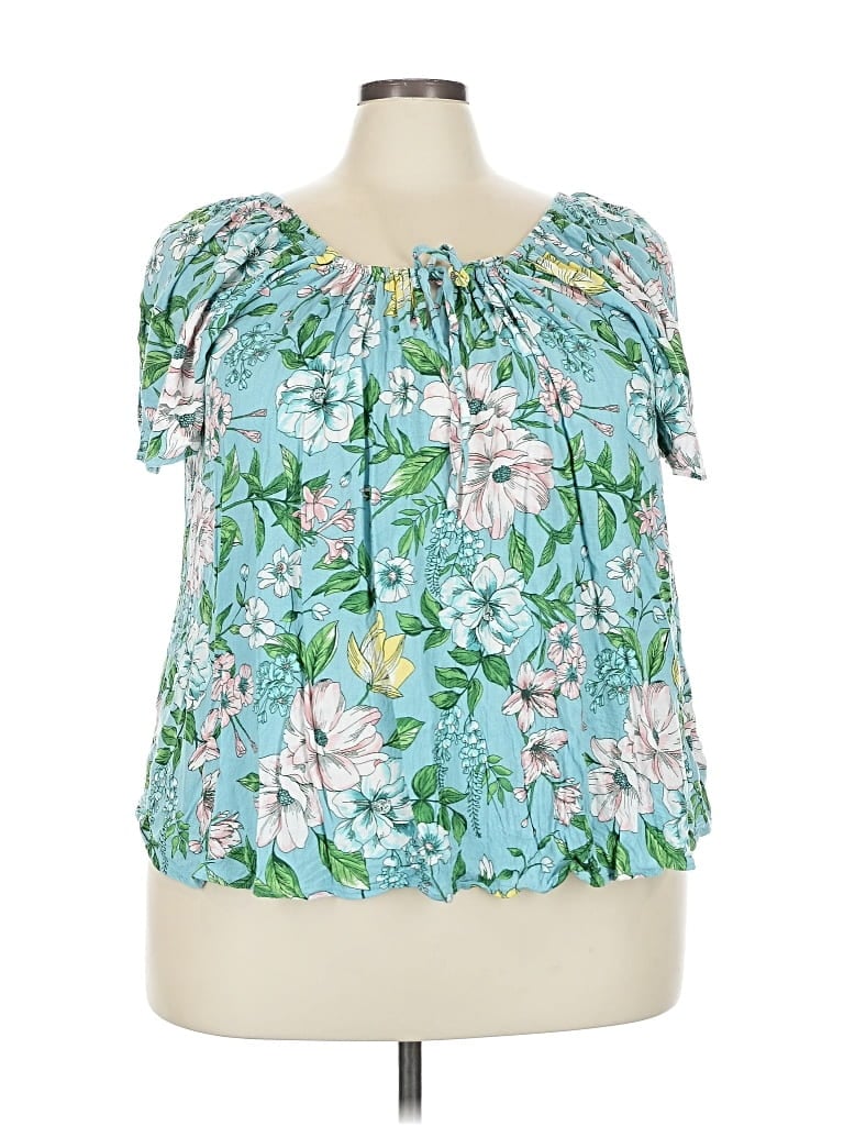 Pre-owned Torrid Short Sleeve Blouse In Blue