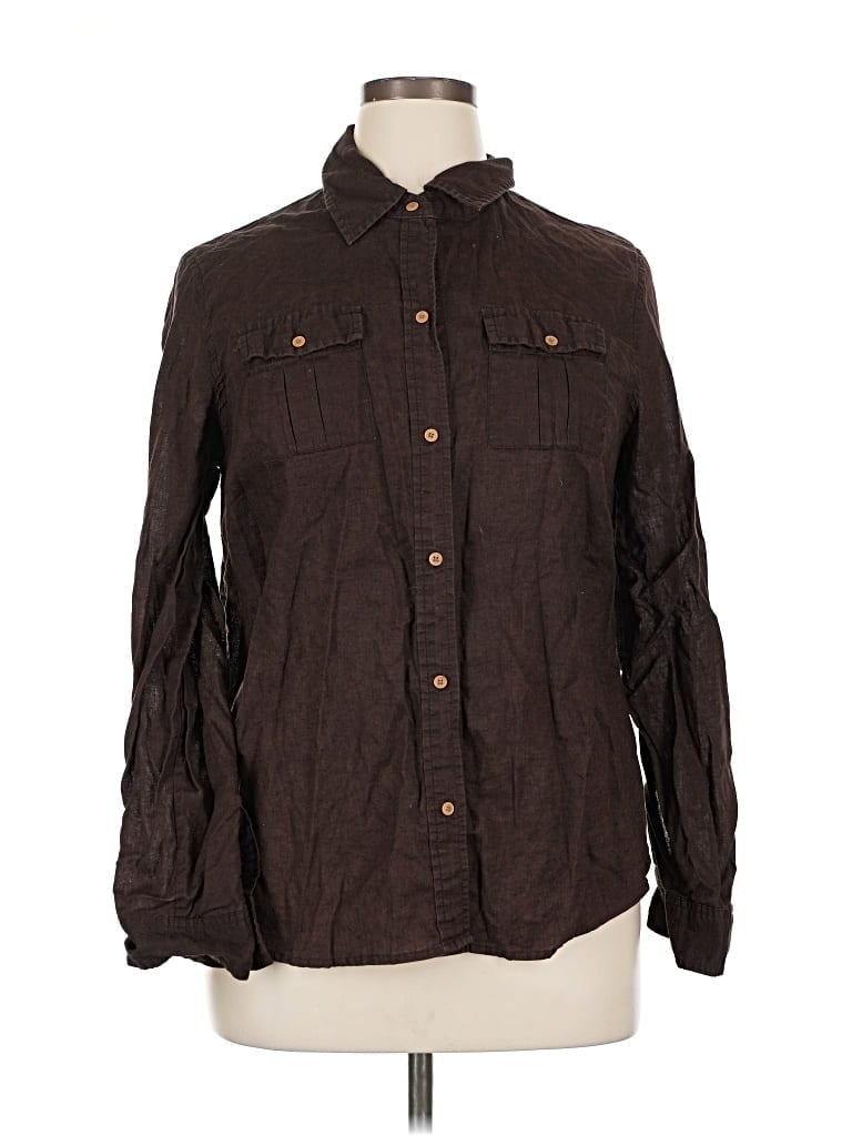Pre-owned Old Navy Long Sleeve Button Down Shirt In Brown