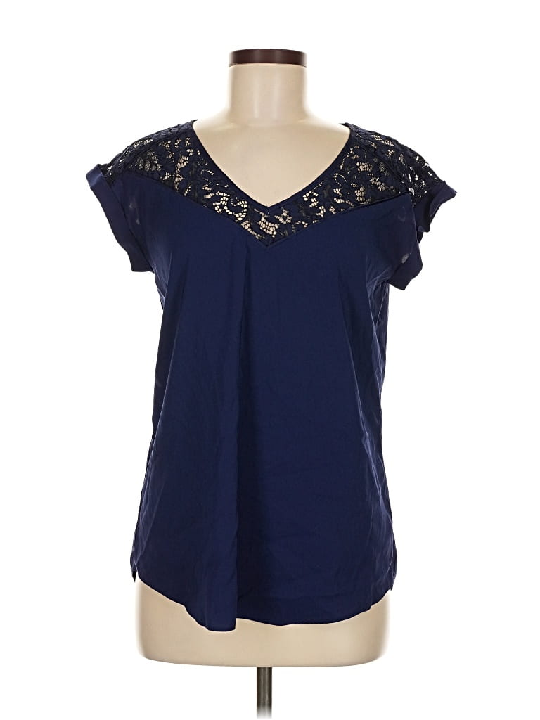 Pre-owned Express Short Sleeve Top Blue V Neck Tops