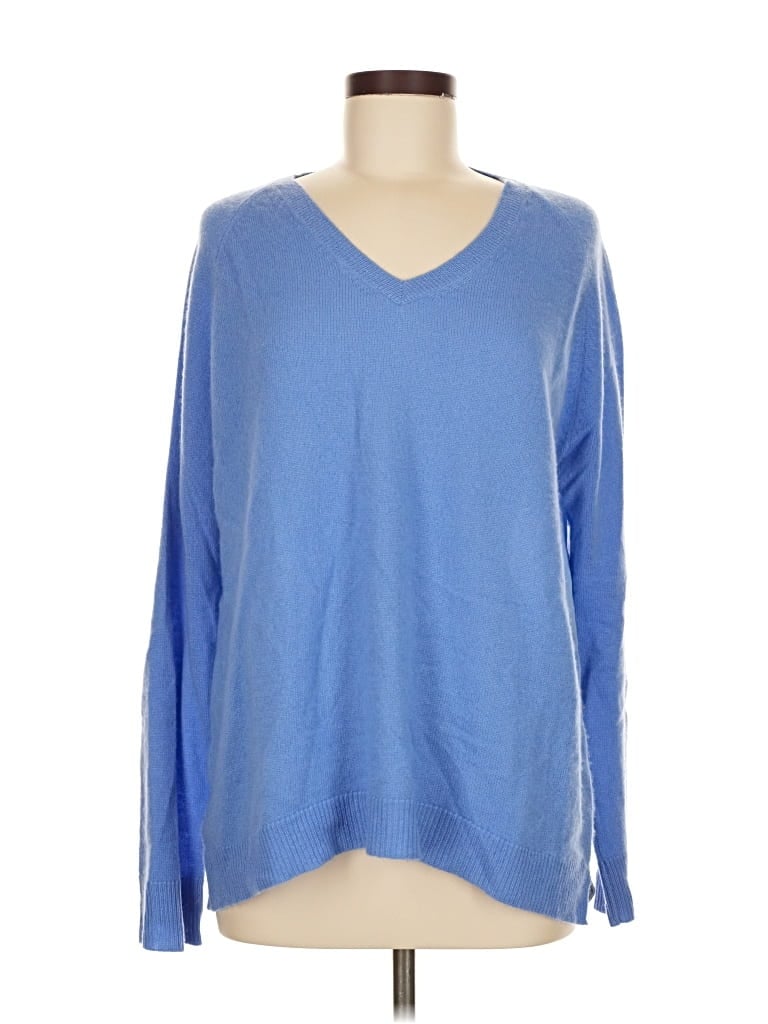 Pre-owned Cortland Park Cashmere Pullover Sweater In Blue