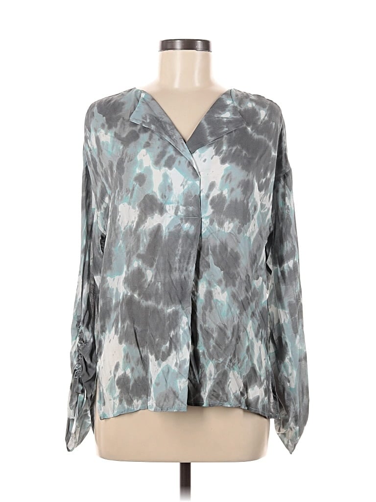 Pre-owned B New York Long Sleeve Blouse In Gray