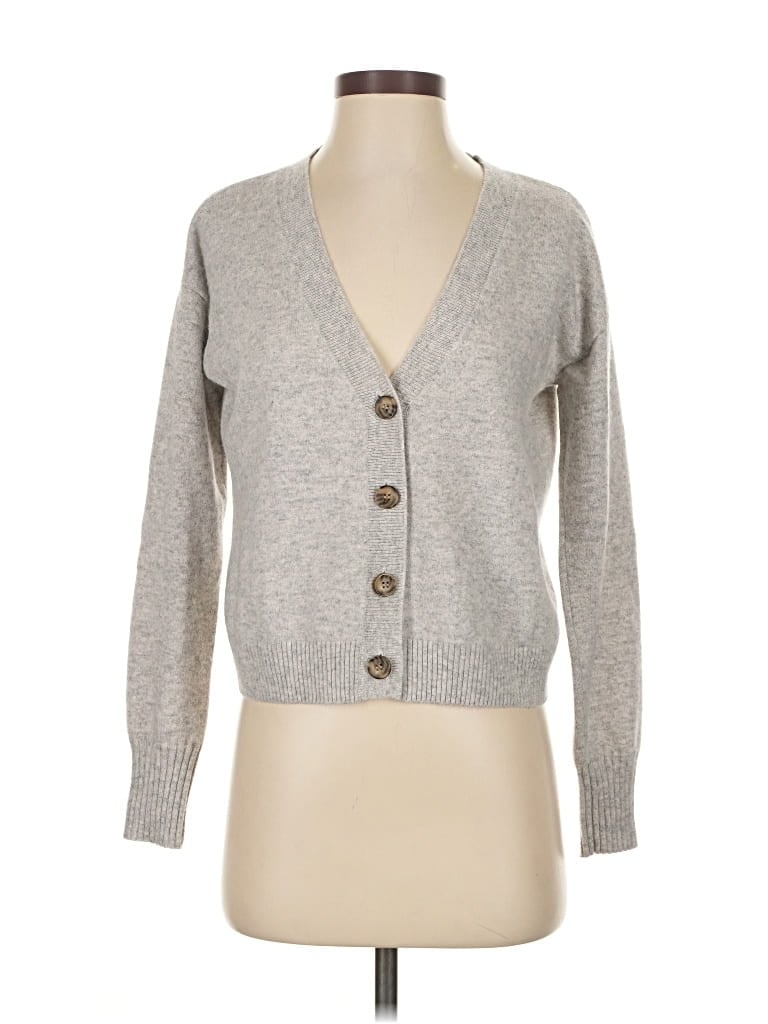 Pre-owned Intermix Cashmere Cardigan Sweater In Gray