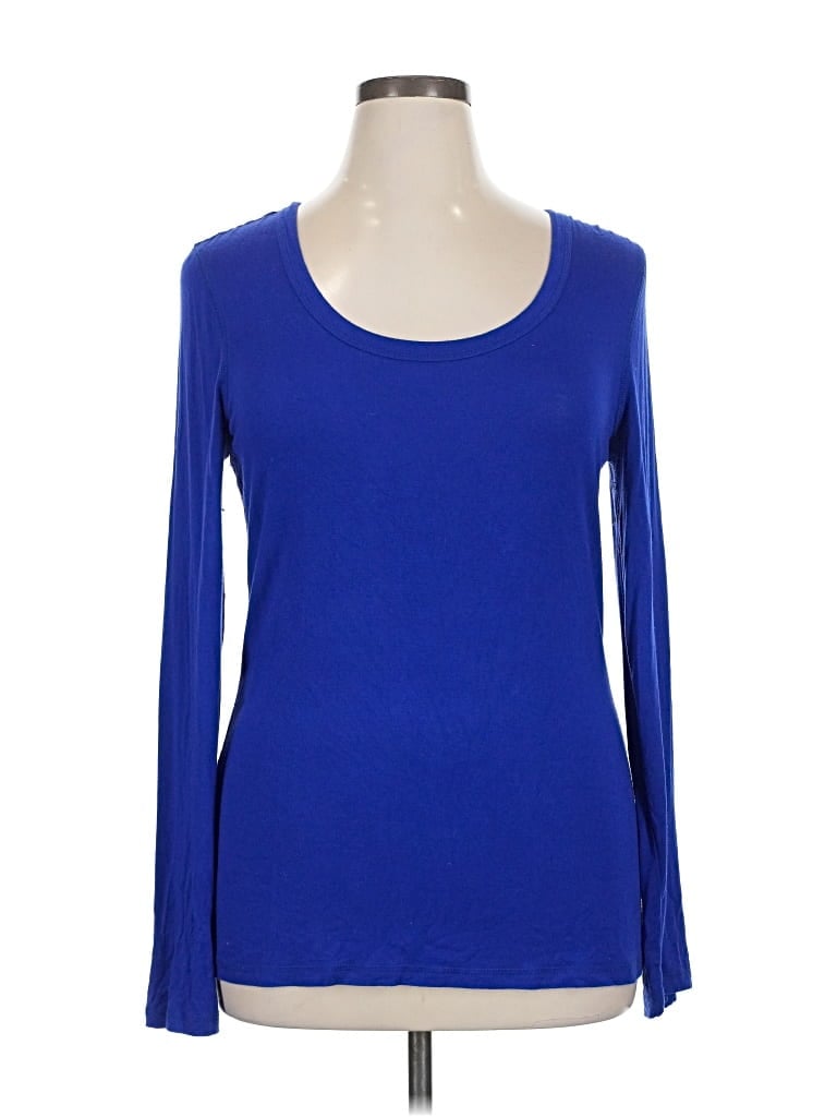 Pre-owned Cupio Long Sleeve Top Blue Scoop Neck Tops