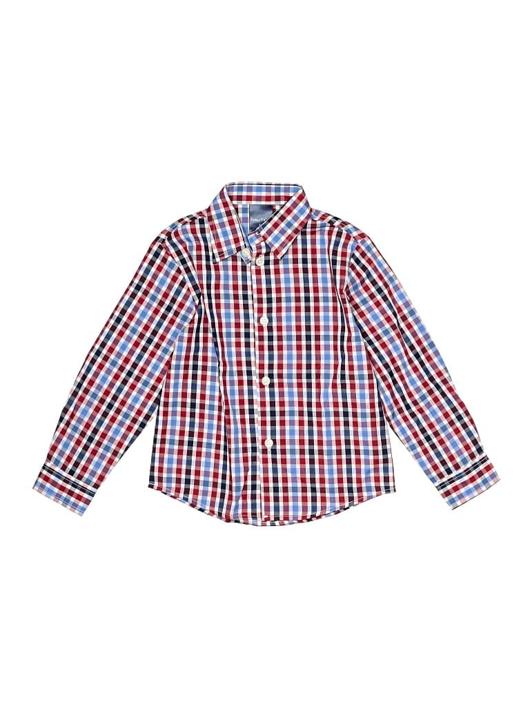 Pre-owned Nautica Kids' Long Sleeve Button Down Shirt In Red