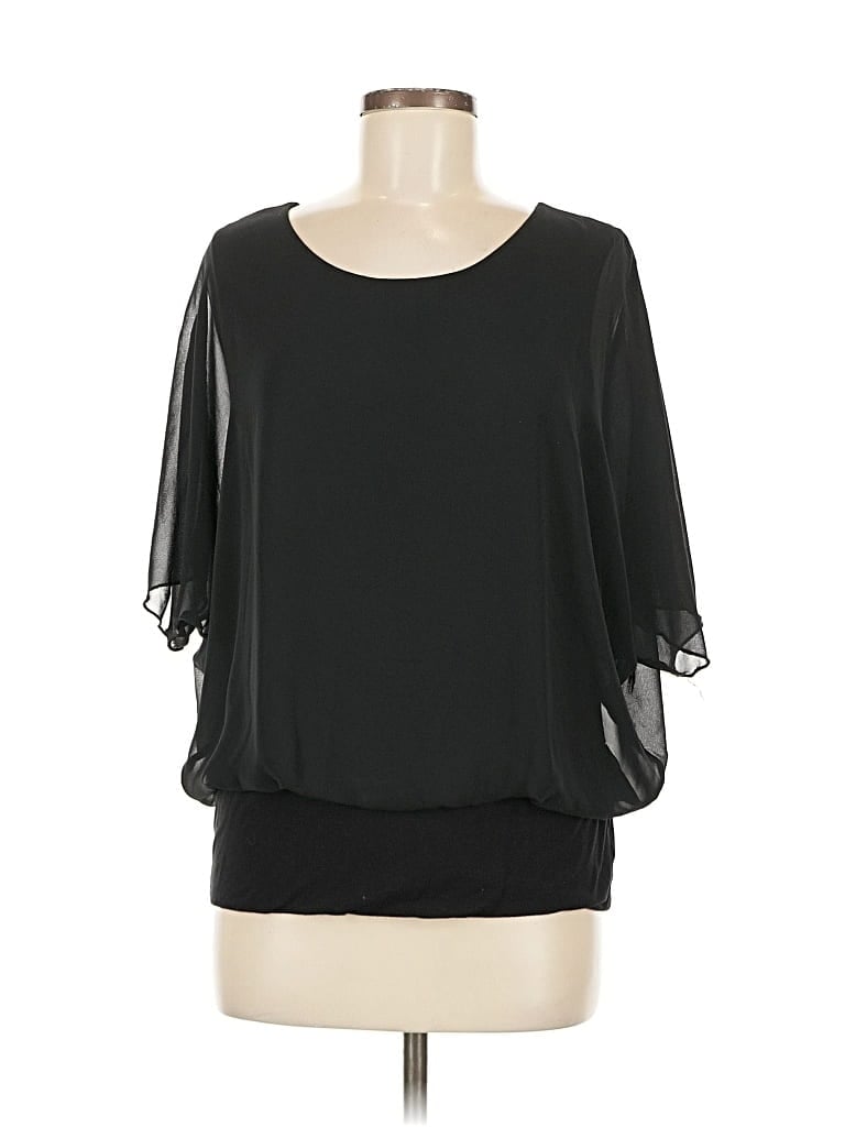 Pre-owned Kim & Cami 3/4 Sleeve Blouse In Black