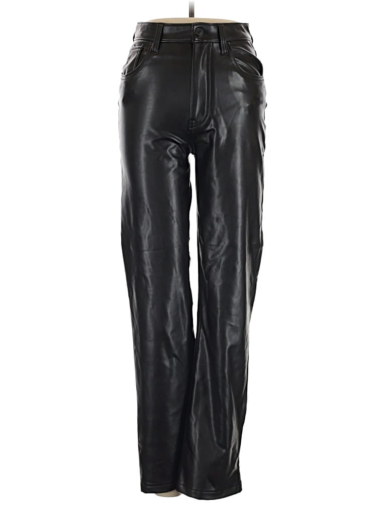 Pre-owned Abercrombie & Fitch Faux Leather Pants In Black