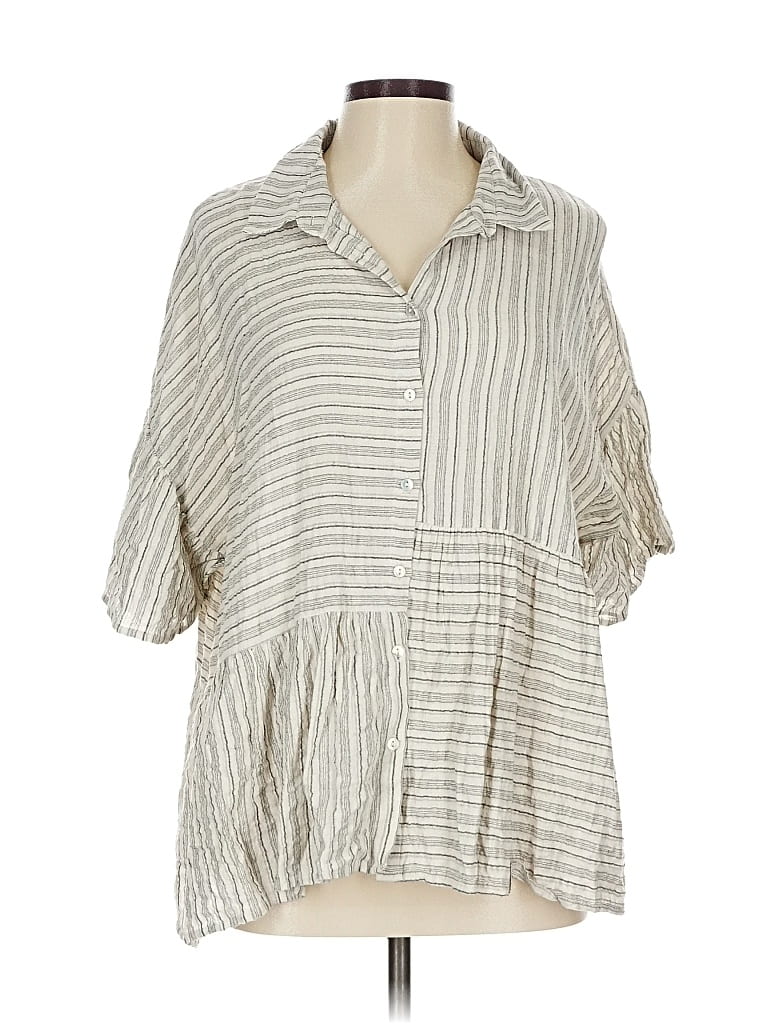 Pre-owned Entro Short Sleeve Blouse In White