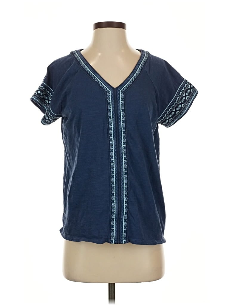 PUREJILL Pre-owned Short Sleeve Top Blue V Neck Tops