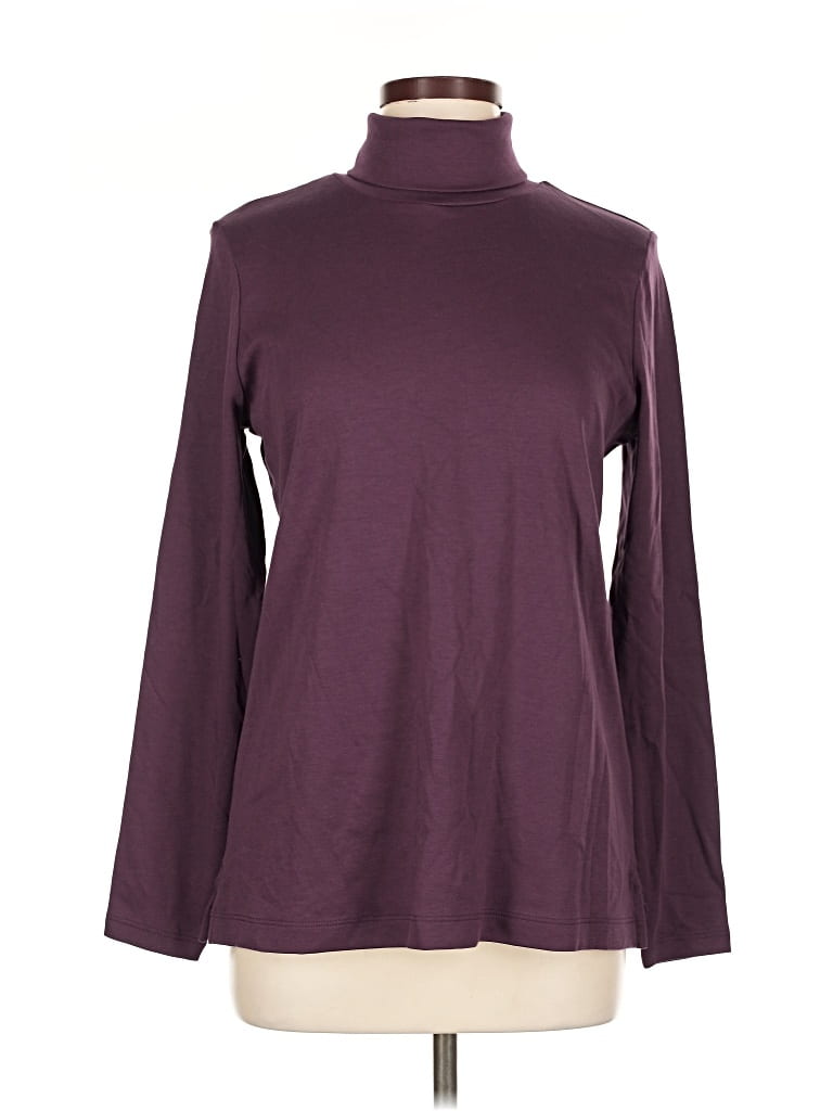 Pre-owned Lands' End Long Sleeve Turtleneck In Purple