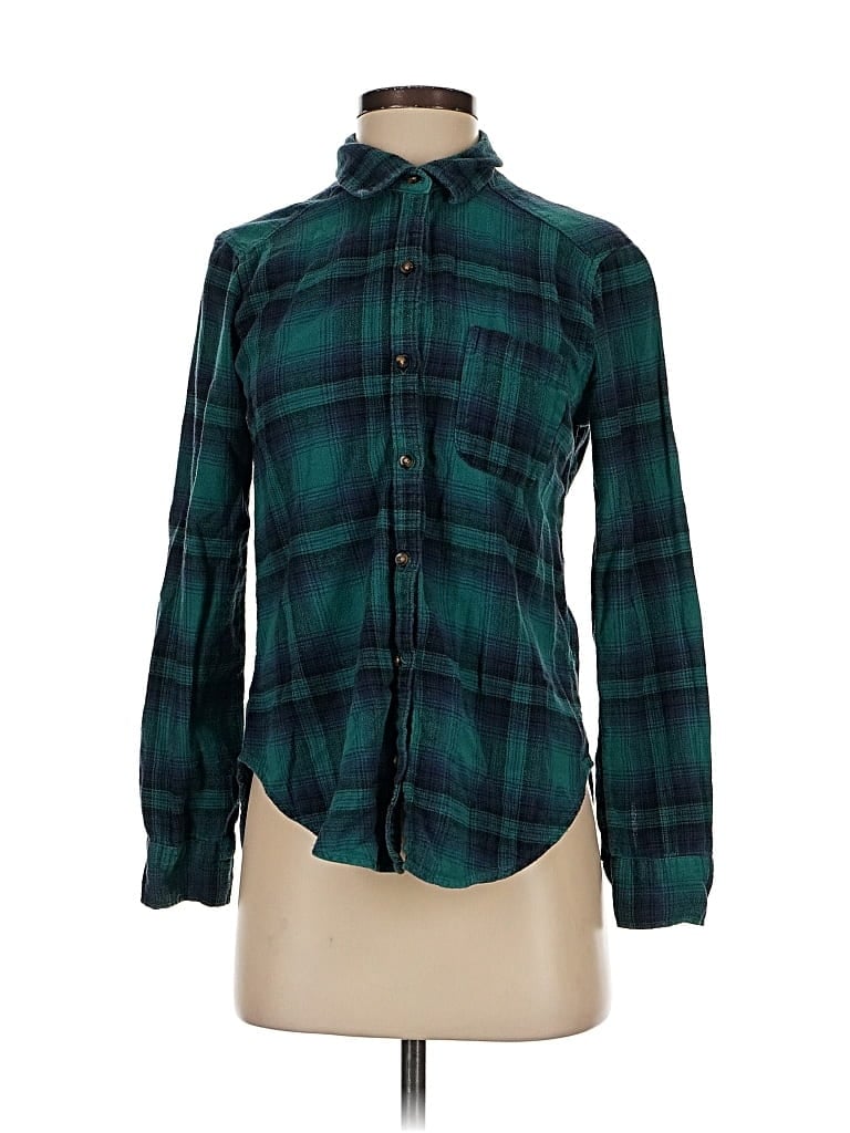 Pre-owned Hollister Long Sleeve Button Down Shirt In Green