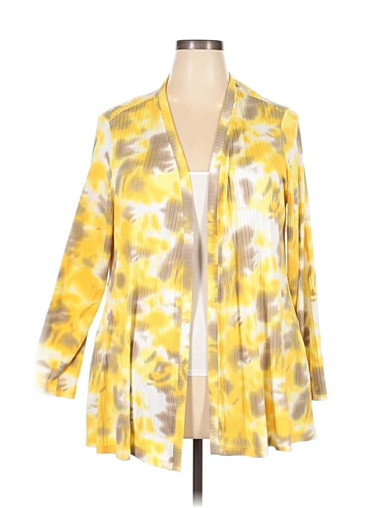 Pre-owned Susan Graver Cardigan Sweater In Yellow