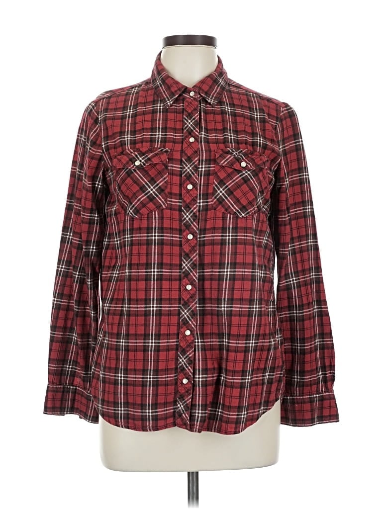 Pre-owned Forever 21 Long Sleeve Button Down Shirt In Red