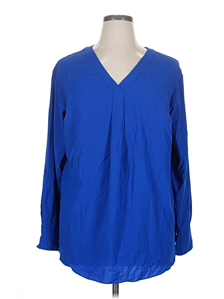 Pre-owned Worthington Long Sleeve Blouse In Blue
