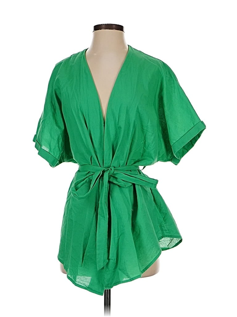 COMMENSE Pre-owned Short Sleeve Blouse In Green