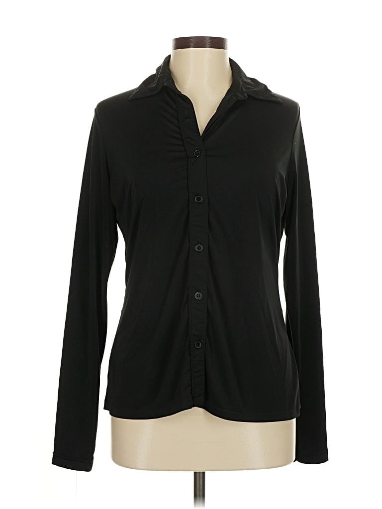 Pre-owned H&m Long Sleeve Blouse In Black