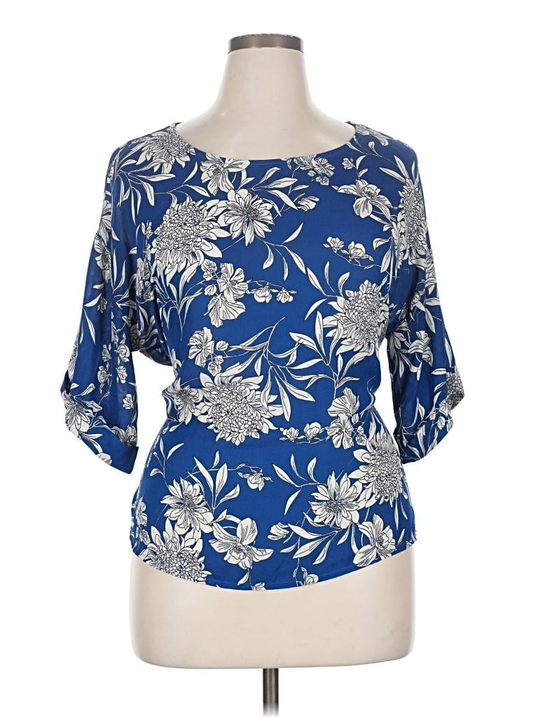 Pre-owned West Kei 3/4 Sleeve Blouse In Blue