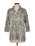 Leggiadro Animal Print Tan 3/4 Sleeve Button-Down Shirt Size 14 (5) - photo 1