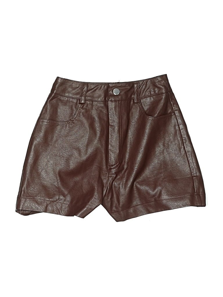 Pre-owned Princess Polly Faux Leather Shorts In Brown