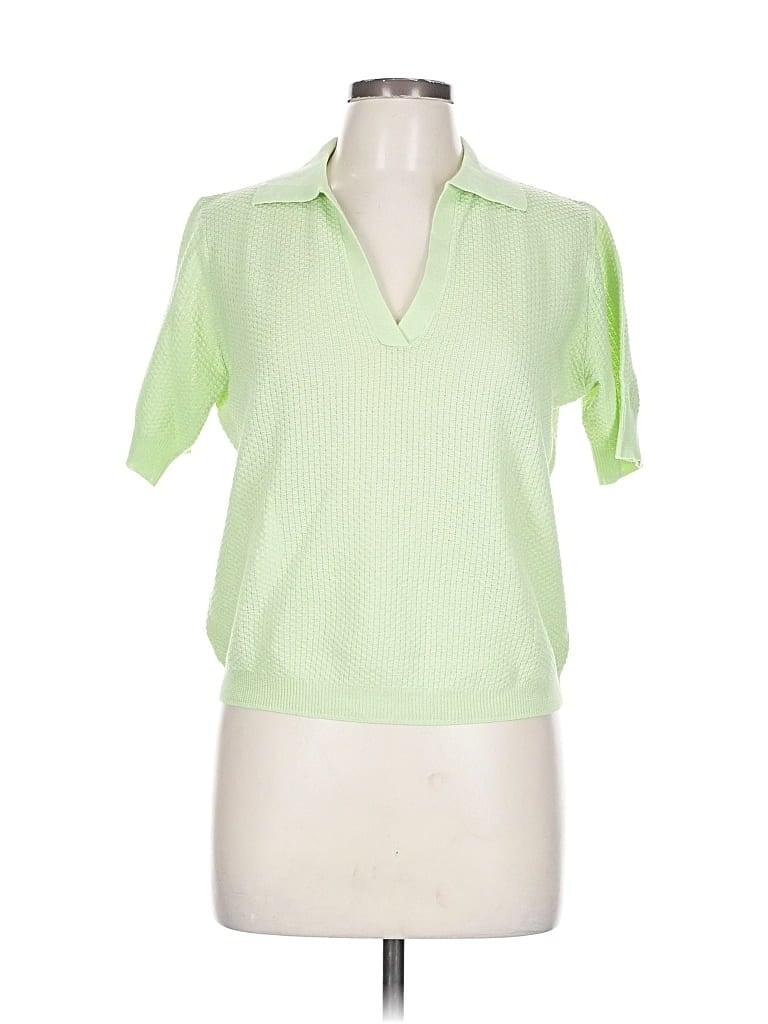 Pre-owned Mng Short Sleeve Blouse In Green