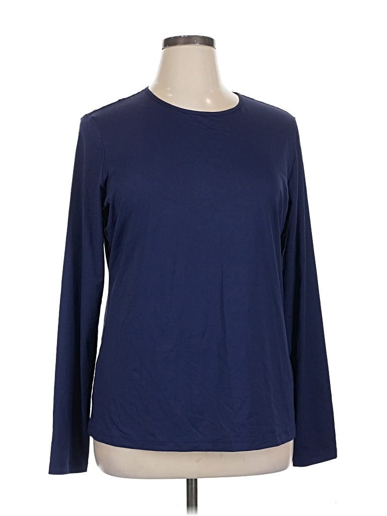 Pre-owned Lands' End 3/4 Sleeve T-shirt In Blue