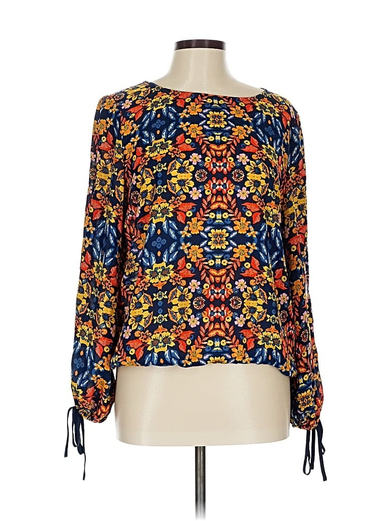 Pre-owned Finn & Grace Long Sleeve Blouse In Gold