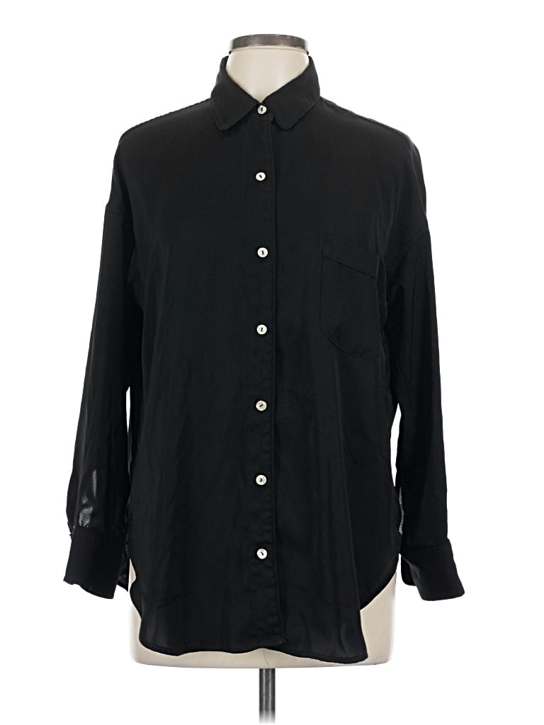 Pre-owned Unbranded Long Sleeve Button Down Shirt In Black