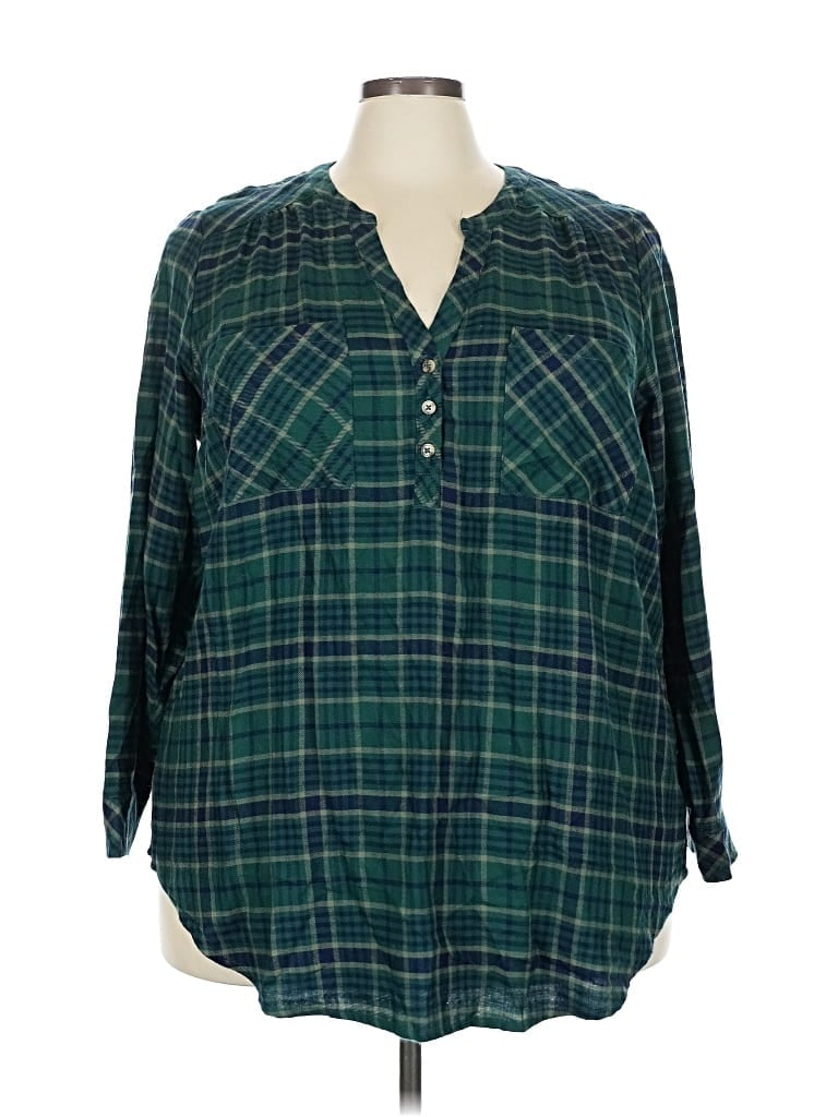 Pre-owned Torrid 3/4 Sleeve Blouse In Green