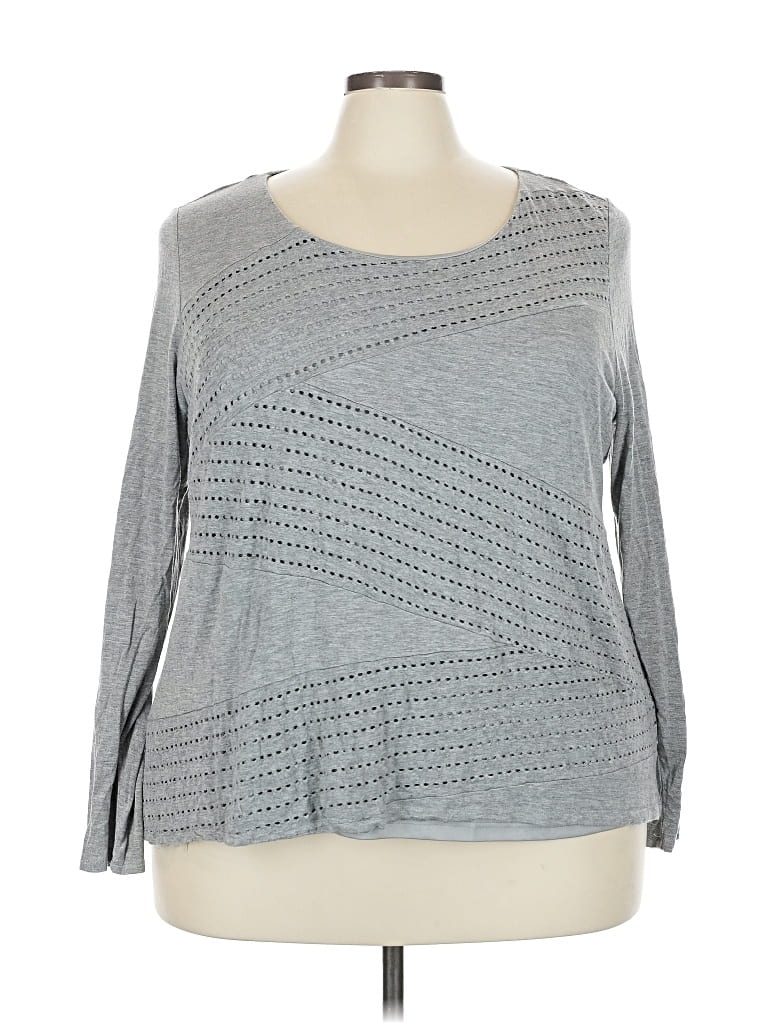Pre-owned Lane Bryant 3/4 Sleeve T-shirt In Gray