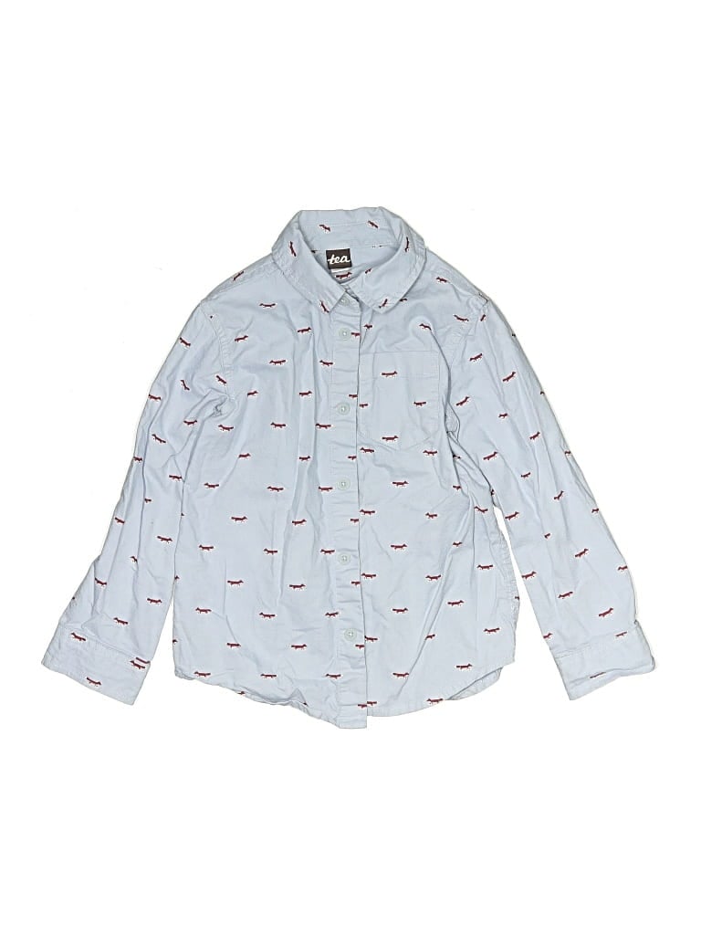 TEA Pre-owned Kids' Long Sleeve Button Down Shirt In Blue