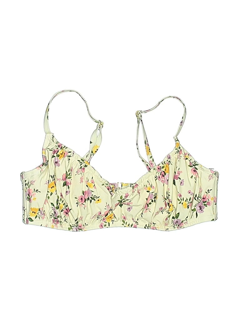 Pre-owned Shade & Shore Swimsuit Top Yellow Floral Pattern Swimwear