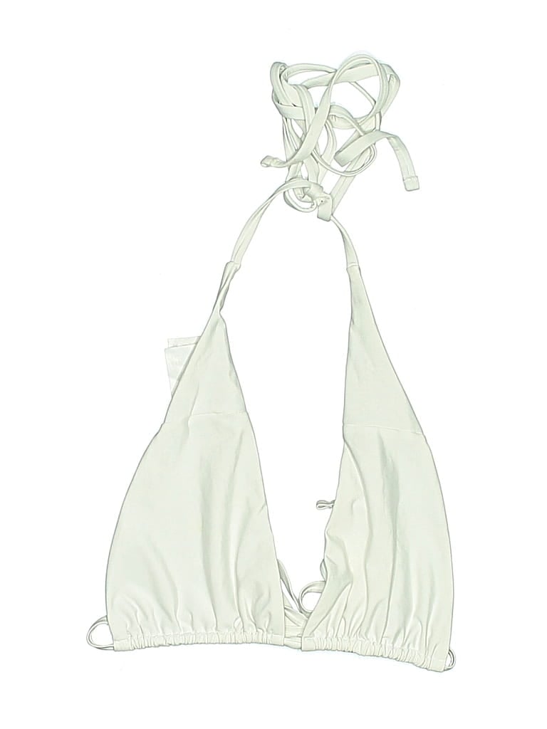 Pre-owned Asos Design Swimsuit Top Ivory Solid Pattern Swimwear In White