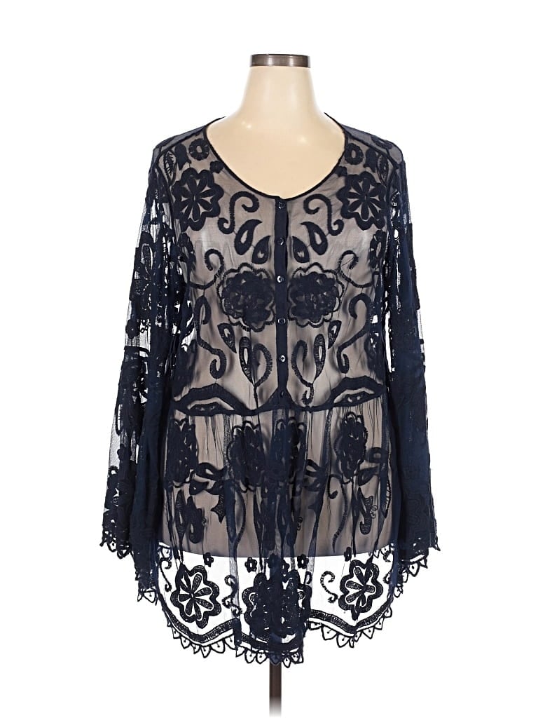 Pre-owned Lane Bryant Long Sleeve Blouse In Black