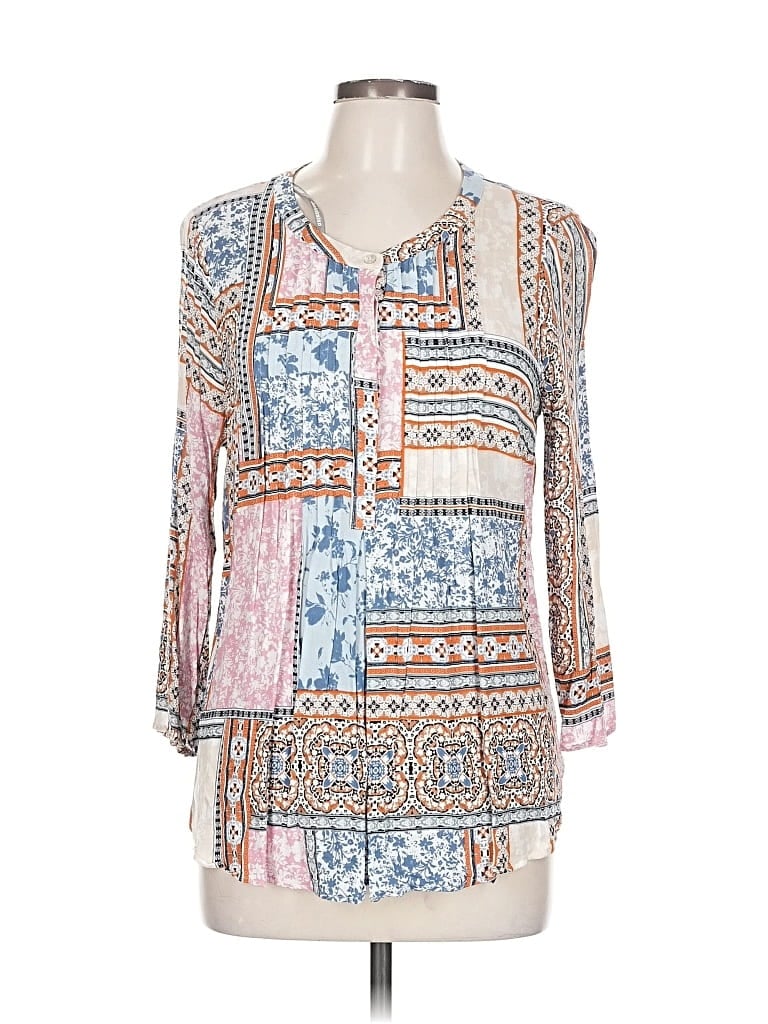 Pre-owned Daniel Rainn 3/4 Sleeve Blouse In Blue