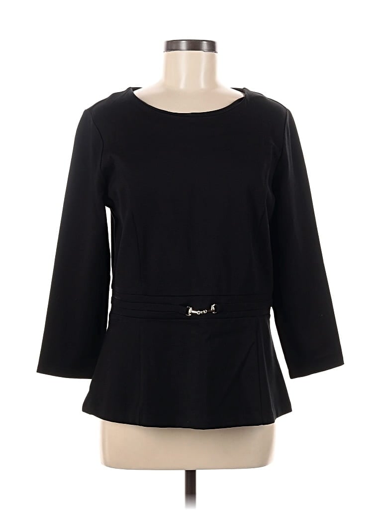 Pre-owned Talbots 3/4 Sleeve Top Black Boatneck Tops