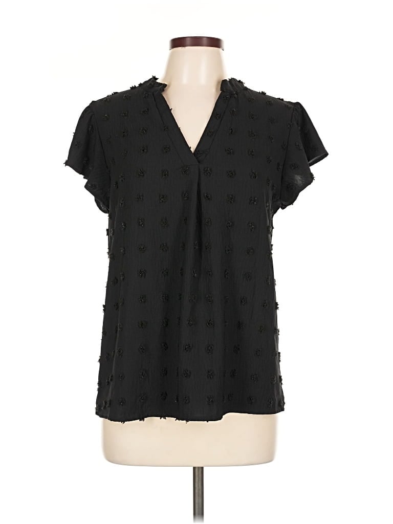 Pre-owned Blooming Jelly Short Sleeve Blouse In Black