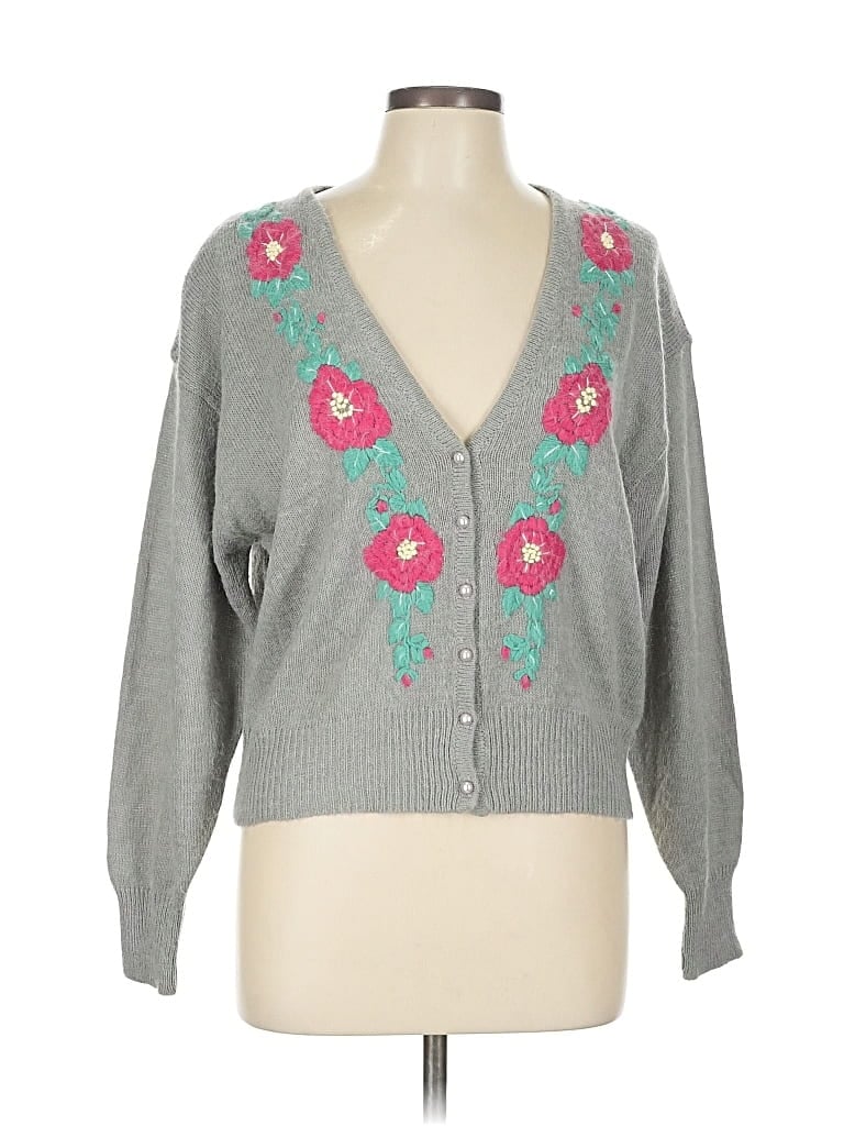 Pre-owned Assorted Brands Cardigan Sweater In Gray