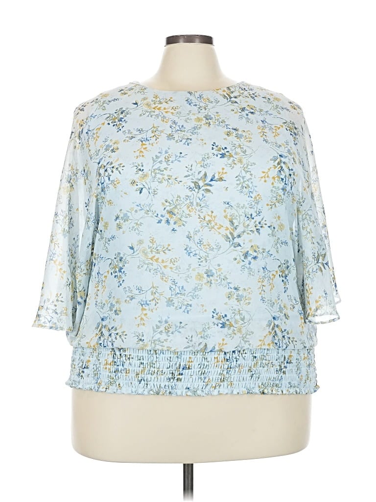 Pre-owned Chaus 3/4 Sleeve Blouse In Blue