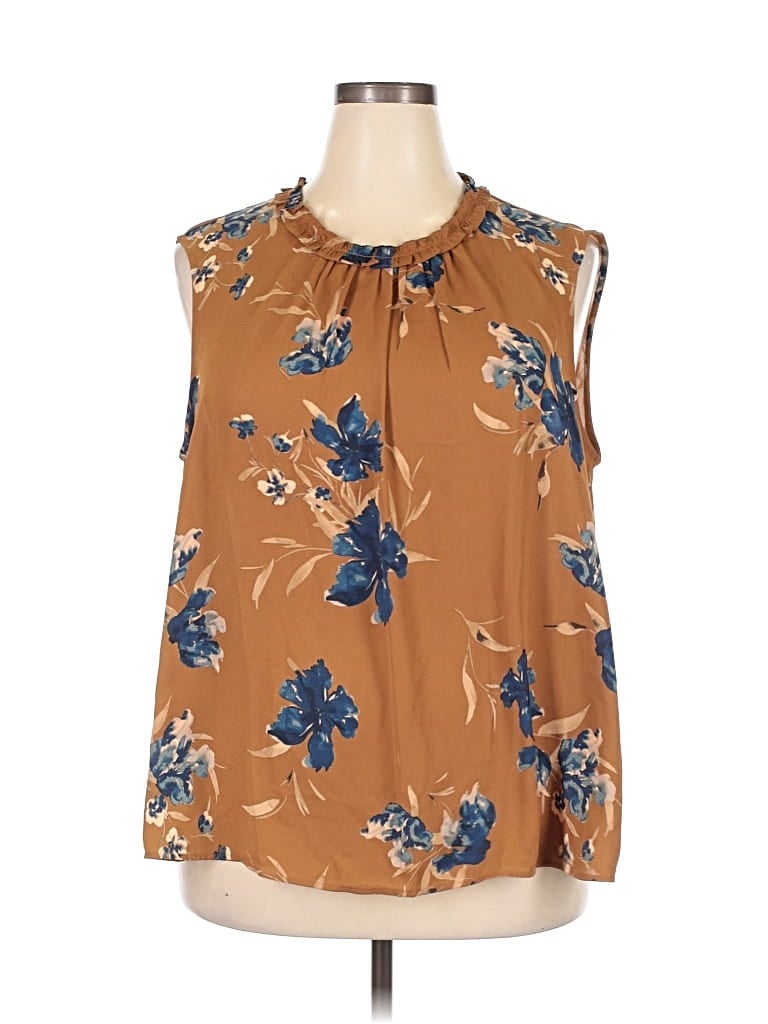 Pre-owned Daniel Rainn Sleeveless Blouse In Brown