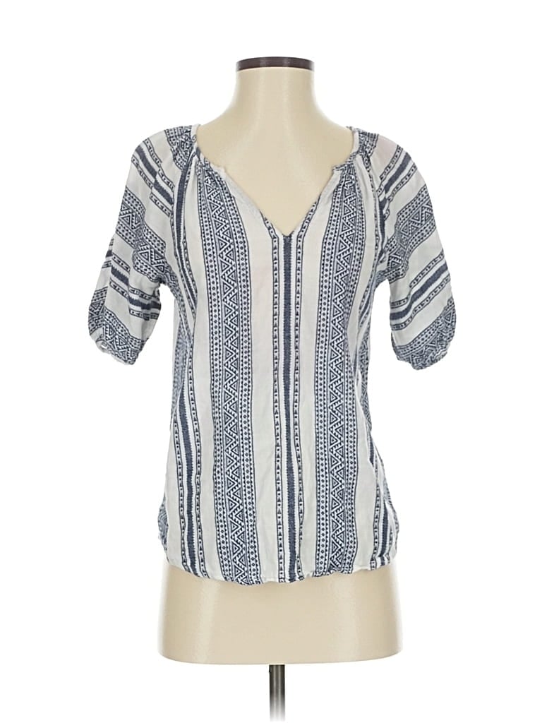 Pre-owned Velvet By Graham & Spencer Short Sleeve Blouse In Blue