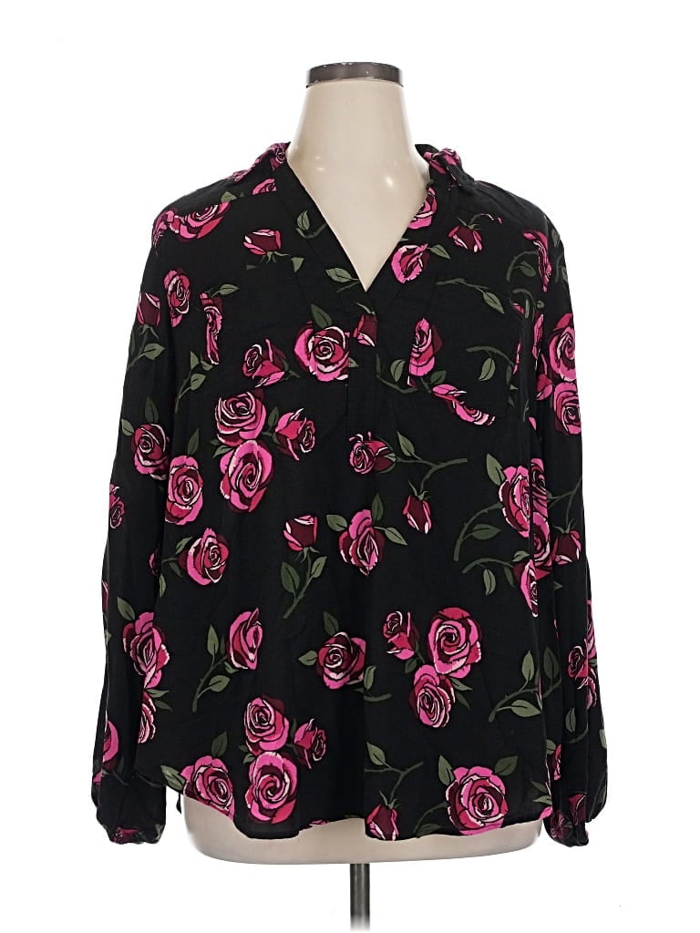 Pre-owned Torrid Long Sleeve Blouse In Black