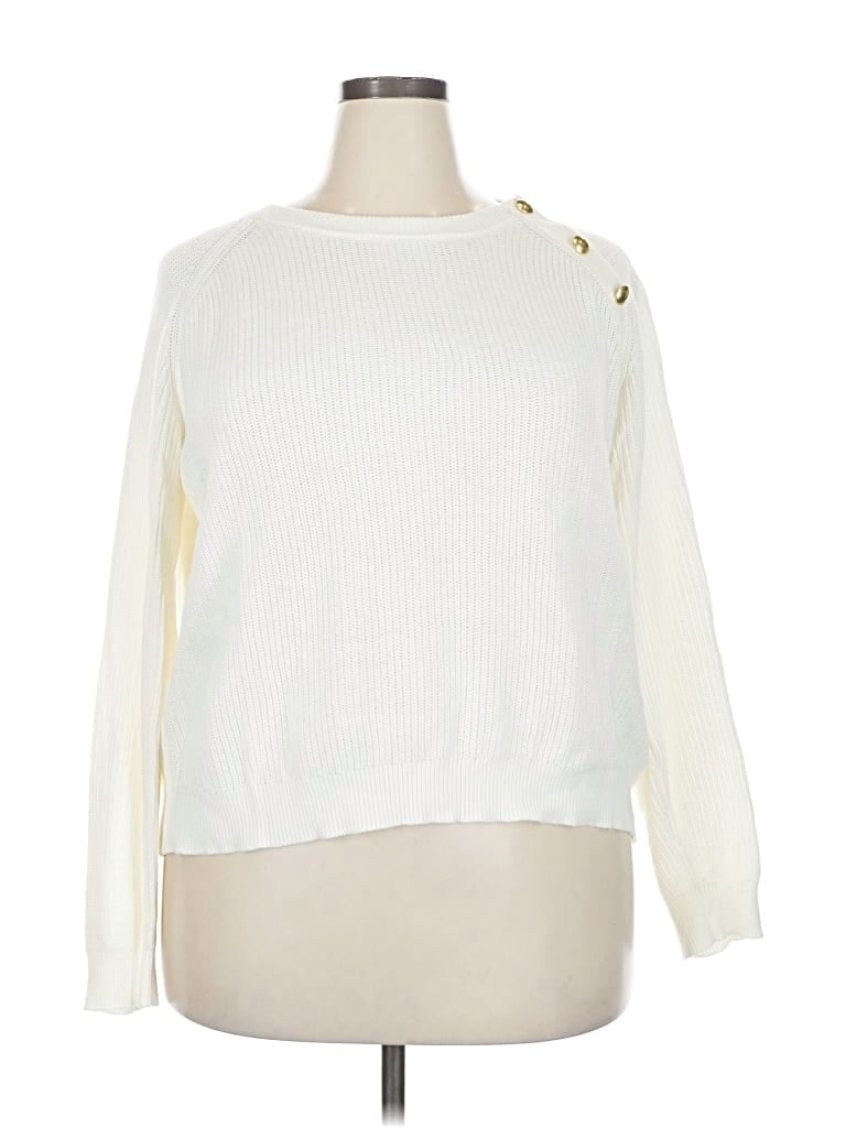 Pre-owned J.crew Factory Store Pullover Sweater In White