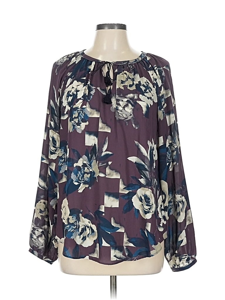 Pre-owned Simply Vera Vera Wang Long Sleeve Blouse In Purple