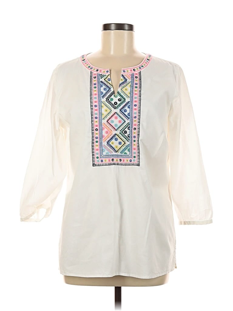 Pre-owned Talbots 3/4 Sleeve T-shirt In White