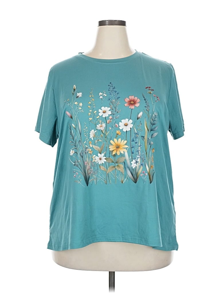 Pre-owned Shein Curve Short Sleeve T-shirt In Blue