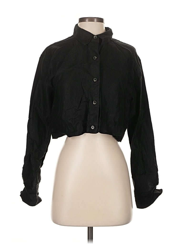 Pre-owned Wilfred Long Sleeve Button Down Shirt In Black