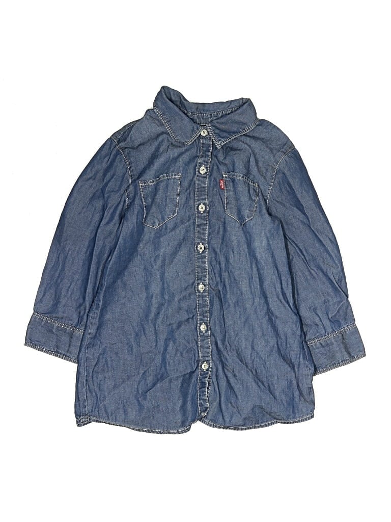 Pre-owned Levi's Kids'  3/4 Sleeve Button Down Shirt In Blue