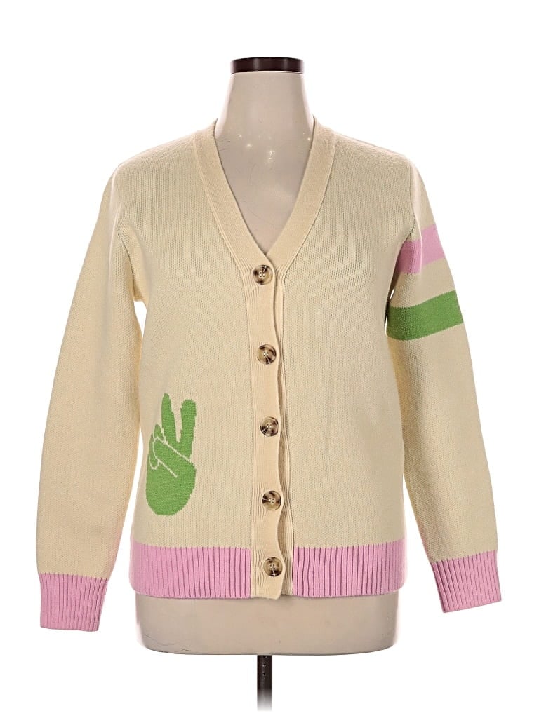 Pre-owned Two To Five Designs Cardigan Sweater In White