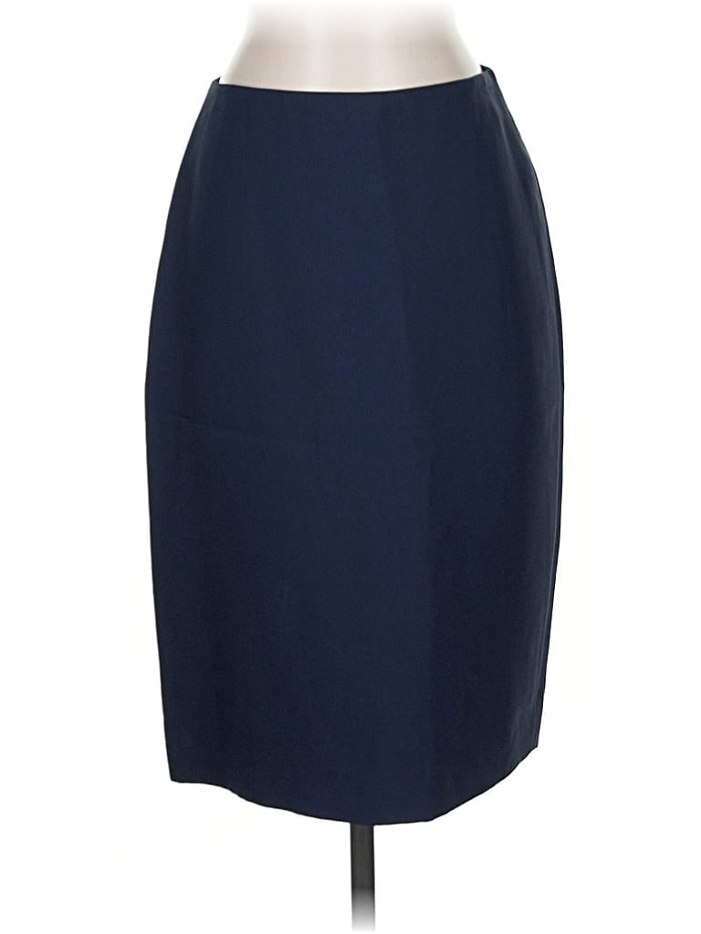 Pre-owned Linda Allard Ellen Tracy Silk Skirt In Blue