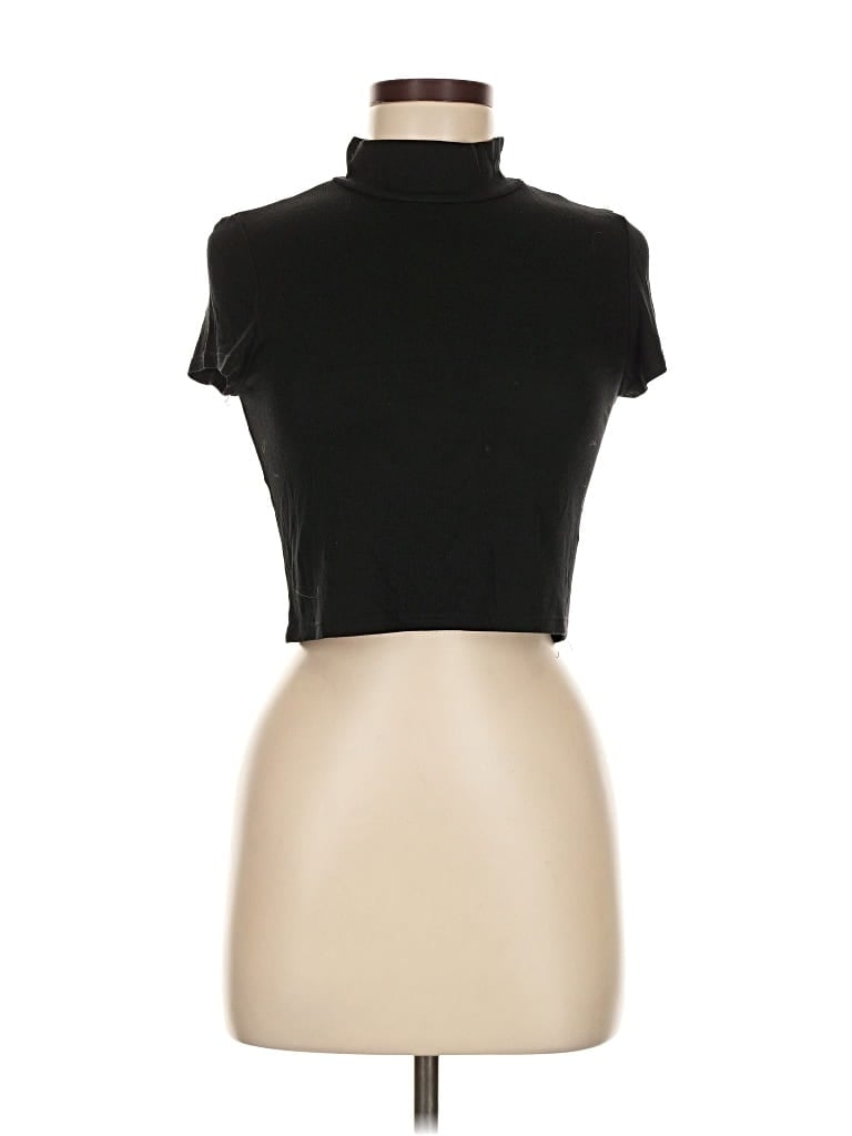 Pre-owned Lanston Short Sleeve Turtleneck In Black