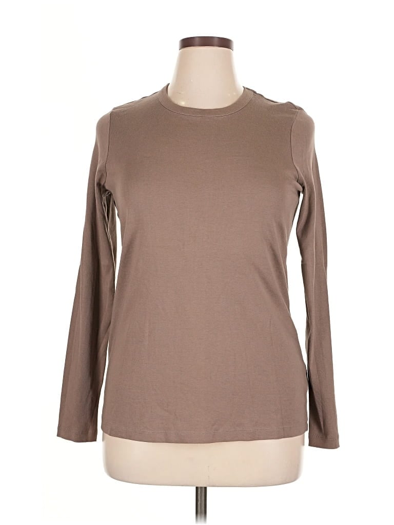 Pre-owned Lands' End Long Sleeve T-shirt In Brown
